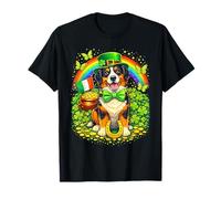 Lucky Bernese Mountain Dog St Patrick’s Day Rainbow Shamrock Maglietta