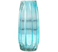 Lucky Bird Vaso in vetro blu moderno a coste, per fiori, candele e accenti decorativi, vaso di vetro alto/corto, per centrotavola, decorazione da tavolo per la casa (blu, altezza 30,5 cm)