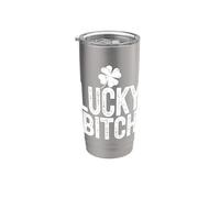 LUCKY BITCH Divertente St Patricks Day Meme 4 Leaf Clover Bicchiere termico in acciaio inox doppia parete