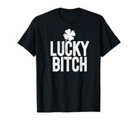 Lucky Bitch Divertente St Patricks Day Meme 4 Leaf Clover Maglietta