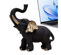 Lucky Black Elephant Figura - Statua di animali in resina, elegante accento da tavolo | Aggiunge al tocco Elegance - Rappresenta la felicità della prosperità per il soggiorno sul posto di lavoro
