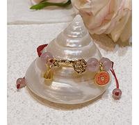 Lucky Borse/Round/Peach/Cat Paw Fragole Natural Crystal Buona Luck Bells Rossa Braccialetti a trefolette Women Gioielli, Moneta