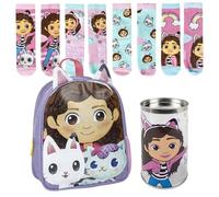 Lucky Boxer Gabby´S Dollhouse - Zaino per bambini con motivo Gabby´S Dollhouse Lilla, piccolo + confezione da 4 calzini per bambini, taglia 27-30, Gabby's Dollhouse, 27-30, Casual