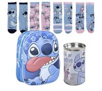 Lucky Boxer ZAINO BAMBINO 3D STITCH + Confezione di 4 calzini per bambini, motivo Stitch, taglia 31-34, Disney Stitch, 31-34, Casual
