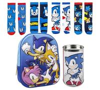 Lucky Boxer Zaino per bambini 3D Sonic e amici + confezione da 4 calzini design Sonic taglia 35-38, sonic, 35-38, Casual