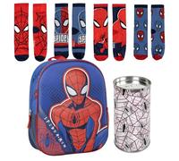 Lucky Boxer Zaino per bambini 3D SPIDERMAN + confezione da 4 calzini per bambini, motivo Spiderman, taglia 23-26, Uomo Ragno, 23-26, Casual