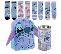 Lucky Boxer Zaino per bambini Personaggio Stitch, unisex, per bambini, blu, piccolo + confezione da 4 calzini per bambini, motivo Stitch, taglia 27-30, Disney Stitch, 27-30, Casual