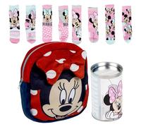 Lucky Boxer ZAINO SALVARDERIA PERSONAGGIO PELUCHE MINNIE + Confezione da 4 calzini per bambini design Minnie taglia 31-34, Minnie, 31-34, Casual