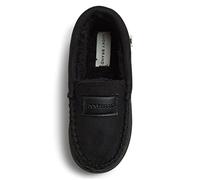 Lucky Brand Boy's Micro Suede Fuzzy Lined Moccasin Slippers for Kids, Black, Size 6