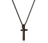 Lucky Brand Collana da uomo con ciondolo a forma di croce nera, 55,9 cm, collana con croce placcata onice nera, gioiello con croce