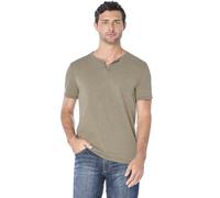 Lucky Brand Men's Burnout Button Notch Neck Shirt, Dark Olive, M