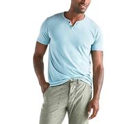 Lucky Brand Men's Burnout Button Notch Neck Shirt, Delphinium Blue, M