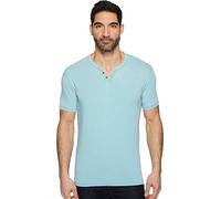 Lucky Brand Men's Burnout Button Notch Neck Shirt, Delphinium Blue, M