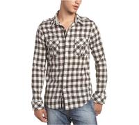 Lucky Brand Men's Lumber Check Long Sleeve Shirt,Black/Natural,Small