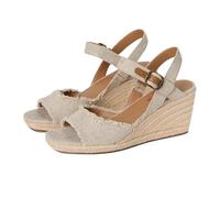 Lucky Brand Mindra, Sandalo Espadrillas con Zeppa Donna, Naturale/Plat, 38 EU