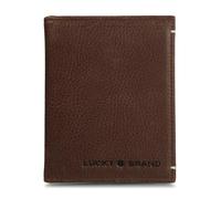 Lucky Brand Portafoglio da uomo in pelle liscia con chiusura RFID, 9 scomparti per carte di credito, Piegatura a L in pelle - Marrone, One size, Portafoglio Trifold goffrato e L-fold (disponibile in