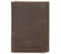 Lucky Brand Portafoglio da uomo in rilievo a tre ante e a L (disponibile in tela di cotone o pelle), pelle cucita DBL - Marrone, taglia unica