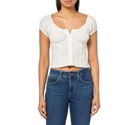 Lucky Brand Top a corsetto a maniche corte da donna, Bianco brillante, Small