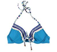 Lucky Brand Top Da Bagno Halter Con Frange, Blu, Medio