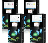 Lucky Bridge 728 300 ml x 4PK cartucce d'inchiostro 3WX30A / F9K15A / F9K16A / F9K17A nero opaco giallo ciano magenta ricambio compatibile per stampanti HP DesignJet T730 T830 (4PK, 1200ml)-UK