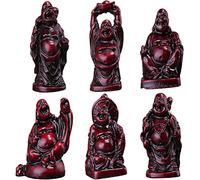 Lucky Buddha - 6 Pezzi Feng Shui Buddha Statue Laughing Buddha Figurine Maitreya Buddha Ricchezza Regalo di buona Fortuna Piccoli Ornamenti per la Decorazione Domestica