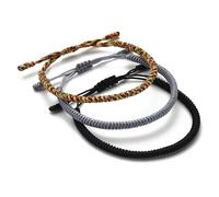 LUCKY BUDDHIST - 3 braccialetti portafortuna tibetani + regalo buddista! - Fatto a mano. Regolabile al polso. Per uomini e donne. Braccialetti dell'amicizia realizzati in tessuto intrecciato