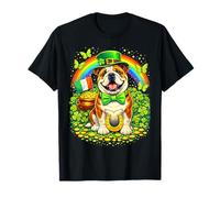 Lucky Bulldog St Patrick’s Day Rainbow Shamrock Dog Lover Maglietta
