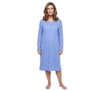 Lucky Camicia da notte da donna, a maniche lunghe, con fiori, 3XL-6XL, Blu, 5X-Large