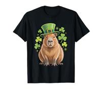 Lucky Capybara Leprechaun Hat Cute St Patrick’s Day Shamrock Maglietta