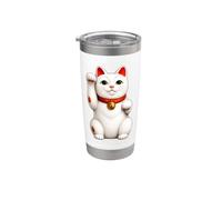 Lucky Cat Maneki-Neko Giapponese Beckoning Cats Good Luck Bicchiere termico in acciaio inox doppia parete