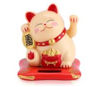 Lucky Cat, Mini Maneki Neko Statua di Gatto Giapponese con Braccio ondeggiante Alimentato ad energia Solare per la Decorazione del cruscotto dell'auto di casa(Giallo)