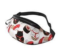 Lucky Cat Sushi Fish Marsupio Regolabile Marsupio Da Unisex Trendy Borsa A Tracolla Per Casuale Ciclismo Bicicletta 14X35Cm