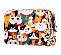 Lucky Cats - Trousse per cosmetici, senza cuciture, da donna, per articoli da toeletta da viaggio, grande, pratica borsa organizer con cerniera, Multi, 18.5x7.5x13cm/7.3x3x5.1in, Beauty case
