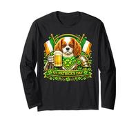 Lucky Cavalier King Charles Spaniel Patrick’s Day Shamrock Maglia a Manica