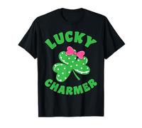 Lucky Charmer Ragazze Bambini St Patricks Day 2025 Shamrock Donne Maglietta