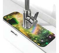 Lucky Clover Foresta e monete d'oro Tappetino per rubinetto per lavello da cucina, tappetino super assorbente, tappetino per lavello per cucina, bagno, bar, decorazione regalo (38,1 x 14 cm)