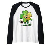 Lucky Clover Parade Allegro Design Irlandese Maglia con Maniche Raglan