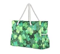 Lucky Clover St - Borsa da spiaggia portatile con tasche laterali da donna con zip