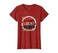 Lucky Dauber Bingos Charm Clover Gioco Notte Divertimento Maglietta, Donna, Mirtillo Rosso, XL