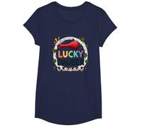 Lucky Dauber Bingos Charm Clover Gioco Notte Divertimento Maglietta, Ragazze, Navy, XS