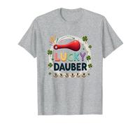 Lucky Dauber Bingos Charm Clover Gioco Notte Divertimento Maglietta, Uomo, Grigio Melange, S