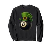 Lucky Eight 8 Ball Shirt with Shamrock And Four Leaf Clover Felpa
