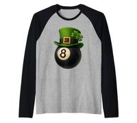 Lucky Eight 8 Ball Shirt with Shamrock And Four Leaf Clover Maglia con Maniche Raglan