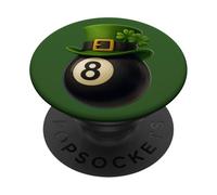 Lucky Eight 8 Ball Shirt with Shamrock and Four Leaf Clover PopSockets PopGrip Adesivo