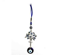LUCKY EYE MAGIC - Ciondolo portafortuna blu malocchio, albero della fortuna con occhi incorporati, con grande occhio blu malvagio, ottimo regalo, argento, 5,1 x 12,7 cm
