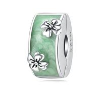 Lucky Four - Leaf Clover Positioning Clasp Charm, 925 Sterling Silver Charm Bracelet Accessory, Compatible with Pandora Bracelet Neckalce