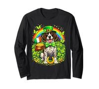 Lucky German Shorthaired Pointer St Patrick’s Day Shamrock Maglia a Manica