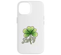 Lucky Girl Green Shamrock Tre foglie Design del trifoglio Custodia per iPhone 14