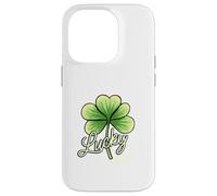 Lucky Girl Green Shamrock Tre foglie Design del trifoglio Custodia per iPhone 14 Pro
