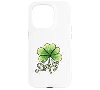 Lucky Girl Green Shamrock Tre foglie Design del trifoglio Custodia per iPhone 15 Pro